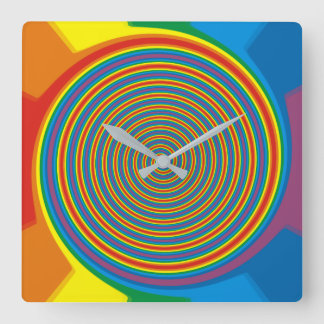 Reloj Cuadrado Psicodelic Swirl Rainbow Children Clocks Wall Cloc