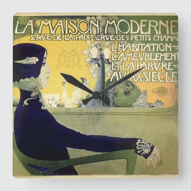 Reloj Cuadrado Publicidad francesa de época Orazi Manuel 1905 (Anverso)