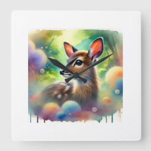 Reloj Cuadrado Pudu Deer 030724AREF115 - Watercolor