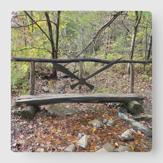 Reloj Cuadrado Puente de senderismo Cades Cove Fall (Anverso)