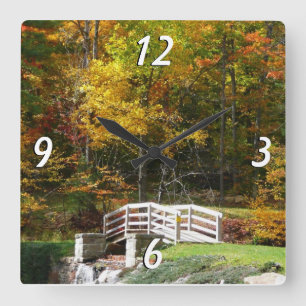 Reloj Cuadrado Puente Seven Springs Fall I Paisaje de Otoño