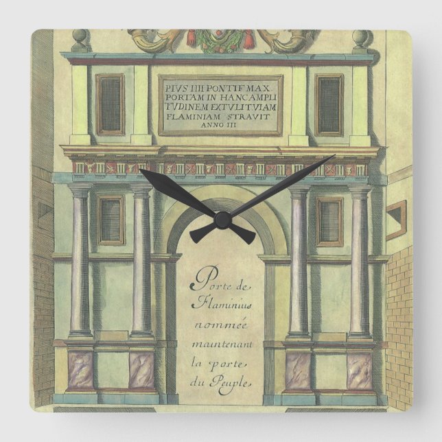 Reloj Cuadrado Puerta de entrada de iglesia antigua Arquitectura  (Anverso)