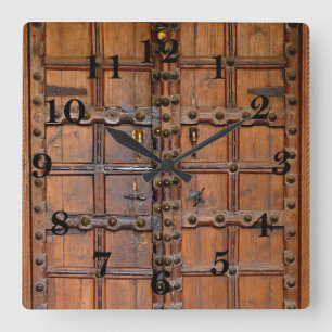 Reloj Cuadrado Puerta de madera india