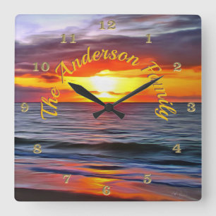 Reloj Cuadrado Puerto Atardecer 1739