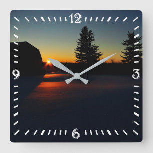 Reloj Cuadrado Puesta de sol de invierno