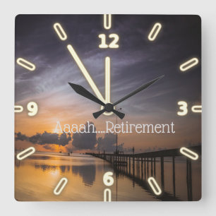 Reloj Cuadrado Puesta de sol, Mar, Ahh Jubilación