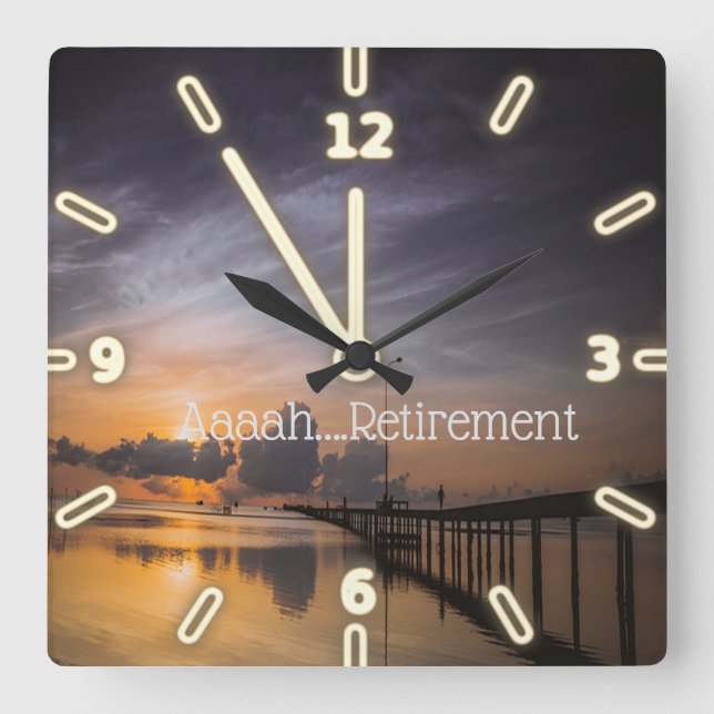 Reloj Cuadrado Puesta de sol, Mar, Ahh Jubilación (Anverso)