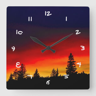 Reloj Cuadrado Puesta del sol de Yellowstone