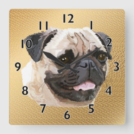Reloj Cuadrado Pug Dog Art