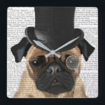 Reloj Cuadrado Pug, hebilla formal y Gorra<br><div class="desc">Pug,  Hound formal y Gorra de FabFunky. Cuenta con un pug de dapper con un divertido sombrero de topo y monóculo. | 191403D</div>