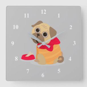 Reloj Cuadrado Pug Love adorable pug puppy dog