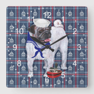 Reloj Cuadrado Pug Sailor