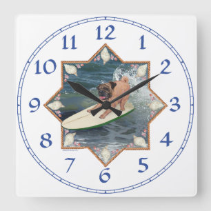 Reloj Cuadrado Pug Surfer Dude