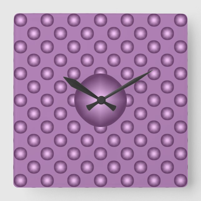 Reloj Cuadrado Punto Polka de muy lavanda (Anverso)