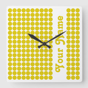 Reloj Cuadrado Punto Safari de la amapola dorada con nombre