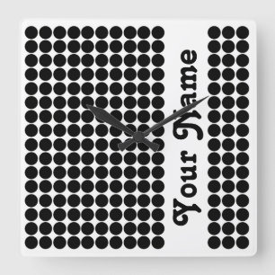 Reloj Cuadrado Punto Safari negro con nombre