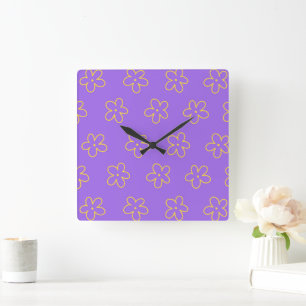 Reloj Cuadrado Purple Bold Y2K Wildflower Vibrante Decoración Hog