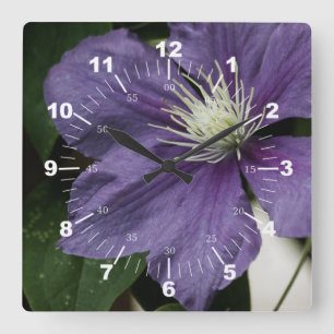 Reloj Cuadrado Purple Clematis
