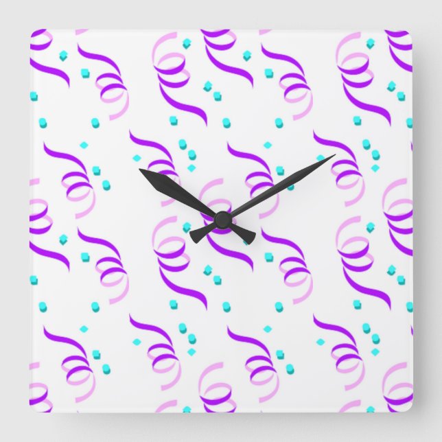 RELOJ CUADRADO PURPLE FIESTA RIBBONS (Anverso)