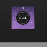 Reloj Cuadrado Purple Galaxy Personalizado Logotipo Empresa Offic<br><div class="desc">Decore su casa/oficina con este fantástico reloj de pared,  que incluye el logo y el nombre del personalizado. Añade fácilmente el logotipo deseado haciendo clic en la opción "personalizar".</div>