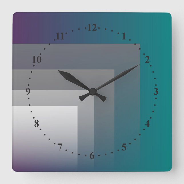 Reloj Cuadrado purple gray teal (Anverso)
