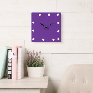 Reloj Cuadrado Purple Heart Wall Clock – Minimal Aesthetic Home 