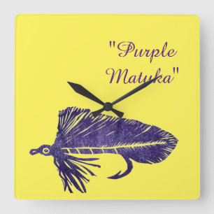 Reloj Cuadrado Purple Matuka streamer fly pescando mosca arte de 