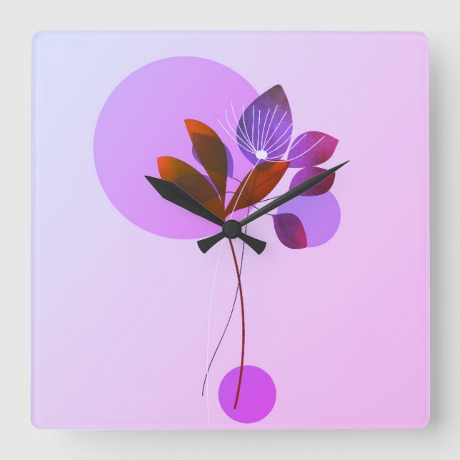 Reloj Cuadrado Purple Nature Abstract Wall Clock (Anverso)
