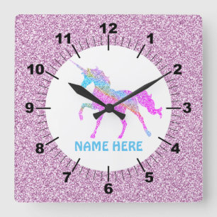 Reloj Cuadrado Purple Unicorn Square Wall Clock