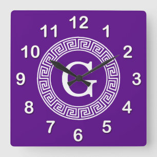 Reloj Cuadrado Purple Whats Crónica Griega Marco De Rand Monogram