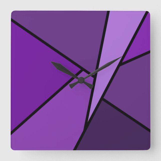 Reloj Cuadrado Púrpura abstracto de polígonos (Anverso)