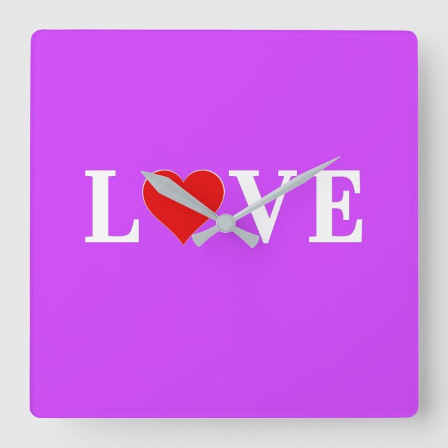 Reloj Cuadrado Púrpura AMOR Moda moderna (Anverso)