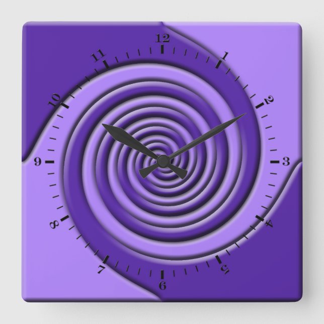 Reloj Cuadrado Púrpura Swirls (Anverso)