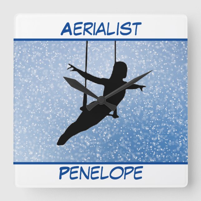 Reloj Cuadrado Purpurina Aerialista (Anverso)