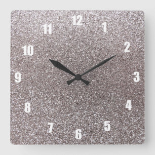 Reloj Cuadrado Purpurina de plata