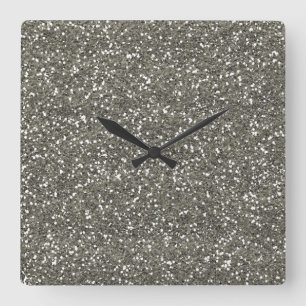 Reloj Cuadrado Purpurina de plata elegante