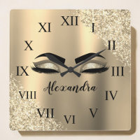 Purpurina Gold Sparkle Eyelashes Monograma Nombre