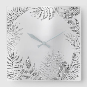 Reloj Cuadrado Purpurina metálico de Monochrom de la palma flora