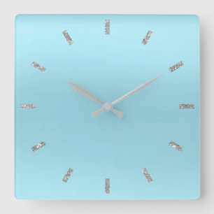 Reloj Cuadrado Purpurina mínimo en colores pastel de Ombre de la