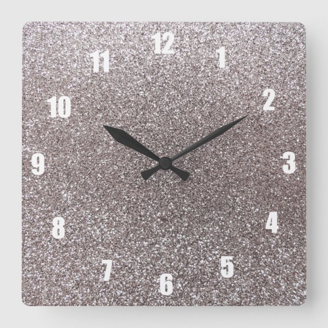 Reloj Cuadrado Purpurina plateado (Anverso)