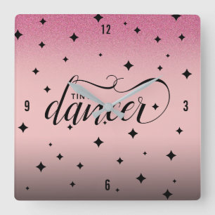 Reloj Cuadrado Purpurina rosa dulce Starry Tiny Dancer