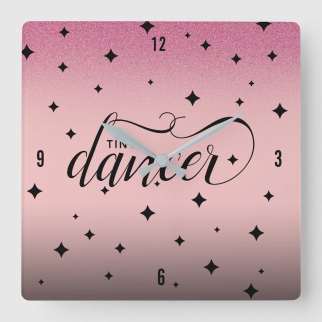 Reloj Cuadrado Purpurina rosa dulce Starry Tiny Dancer (Anverso)
