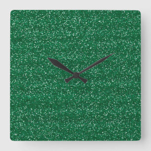 Reloj Cuadrado Purpurina Verde y Plateada Brillante