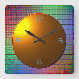 Reloj Cuadrado Purpurinoso multicolor>Reloj de pared con patrones