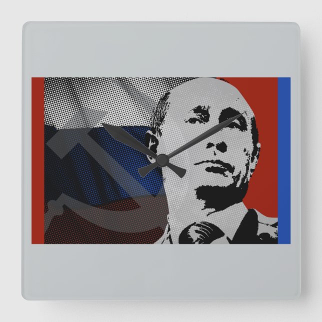 Reloj Cuadrado Putin con bandera rusa (Anverso)