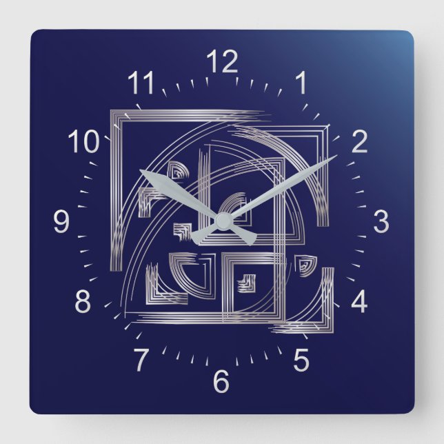 Reloj Cuadrado Puzzle de Fibonacci (Anverso)