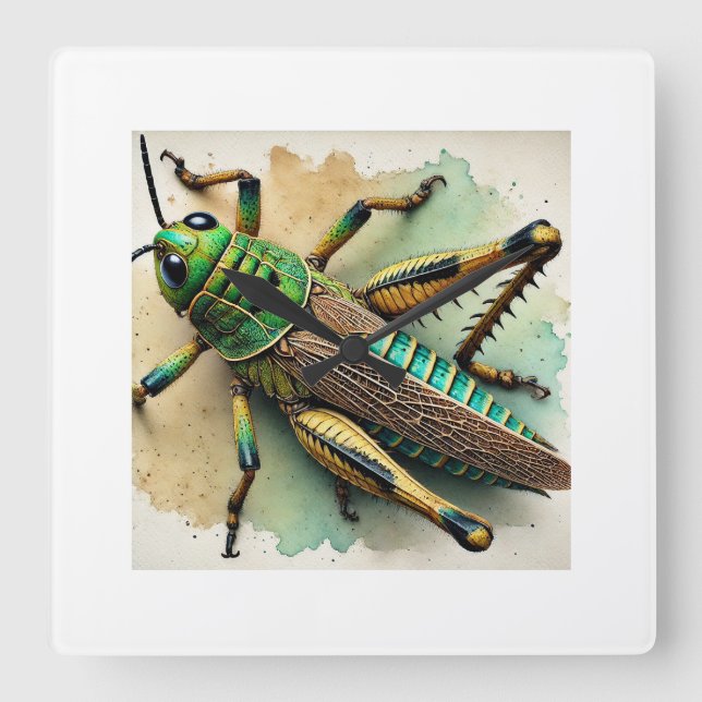 Reloj Cuadrado Pygmy Grasshopper 211024IREF243 - Watercolor (Anverso)