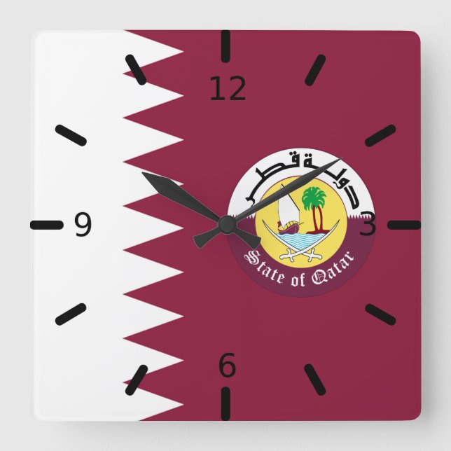 Reloj Cuadrado Qatar flag-Emblem    (Anverso)