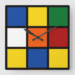 Reloj Cuadrado Quadratische Wanduhr mit kubistischem Muster