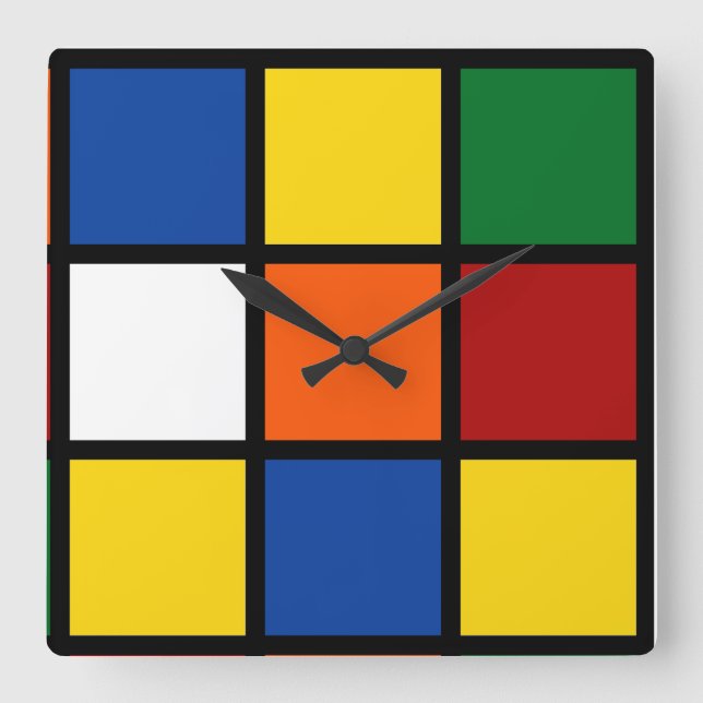 Reloj Cuadrado Quadratische Wanduhr mit kubistischem Muster (Anverso)